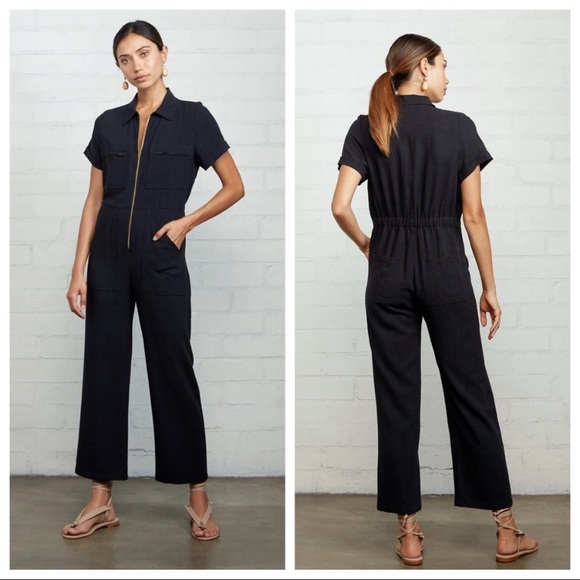NWOT RACHEL PALLY Rocco Jumpsuit Black Linen - Picture 1 of 6